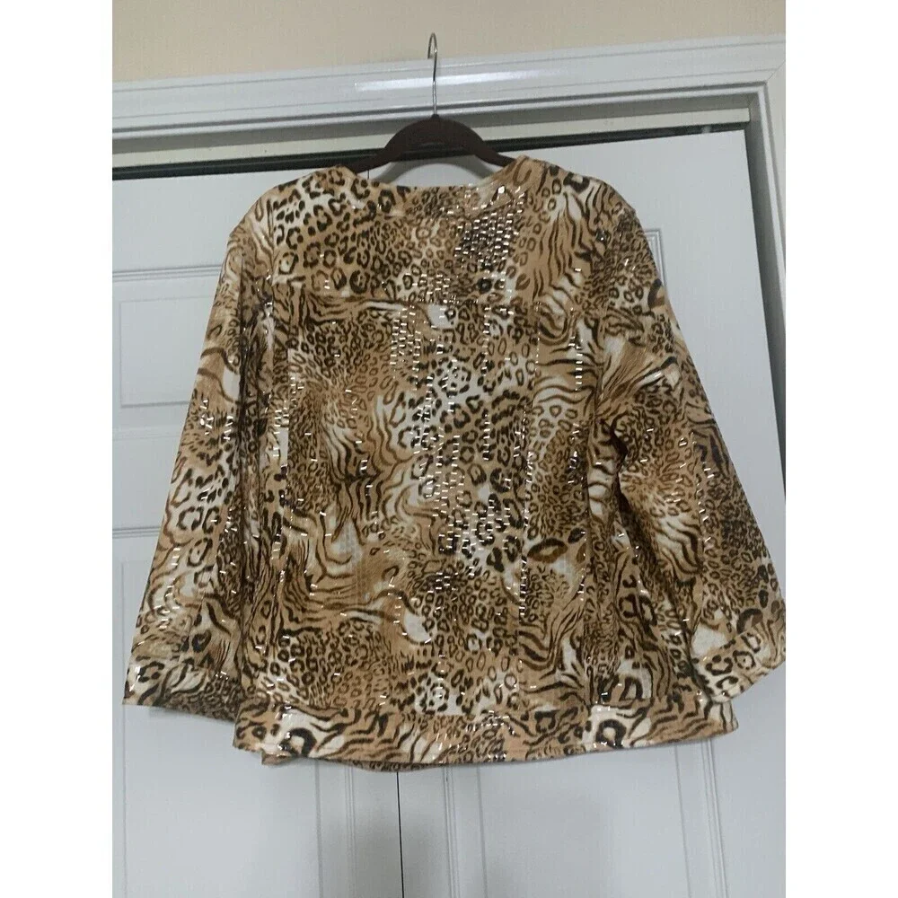 Ruby Rd Woman Shiny Shimmery Animal Print Statement Jacket‎ Size 20W (GG12)
